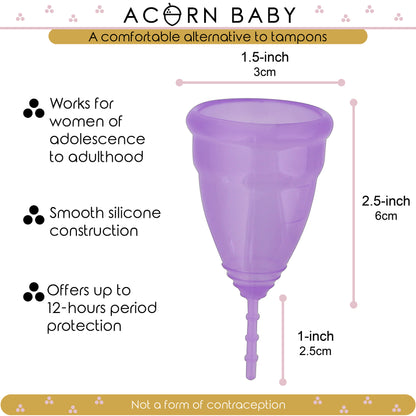 Adult Menstrual Cup Small Silicone Purple 1pk - Leak Free Period Cups