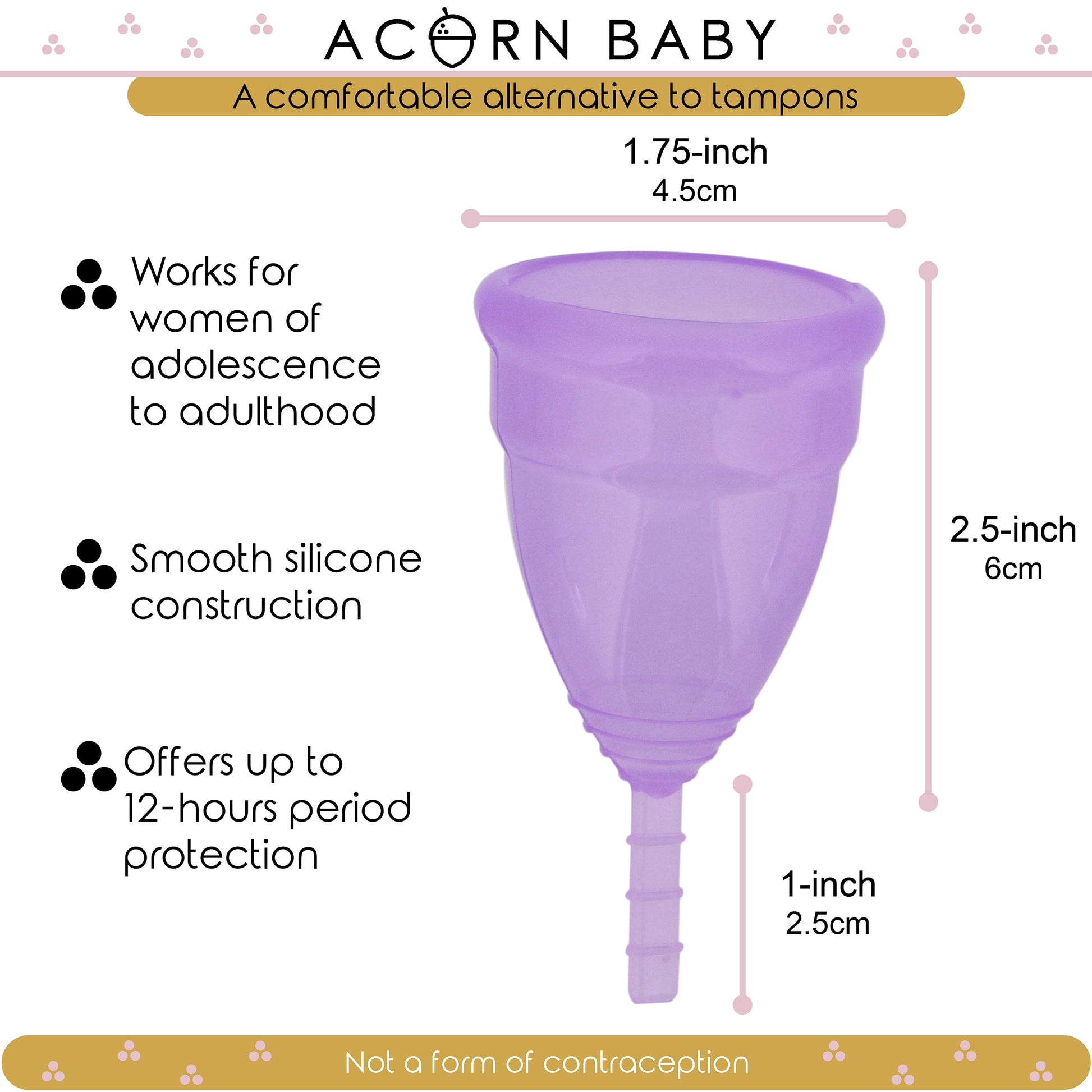 Adult Menstrual Cup Large Silicone Purple 1pk - Leak Free Period Cups