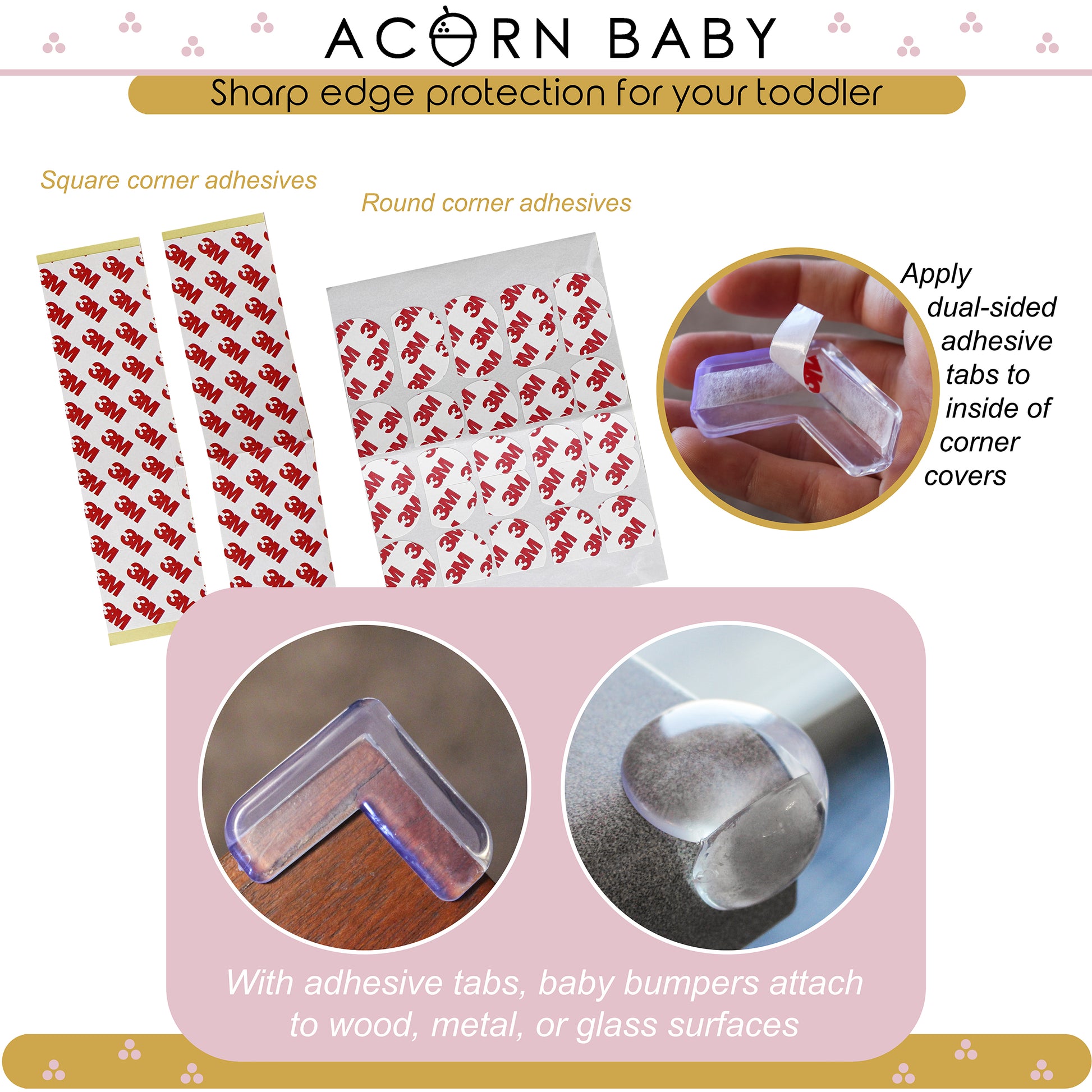 Clear Corner Guards - 20pk Round and Square Baby Corner Protectors