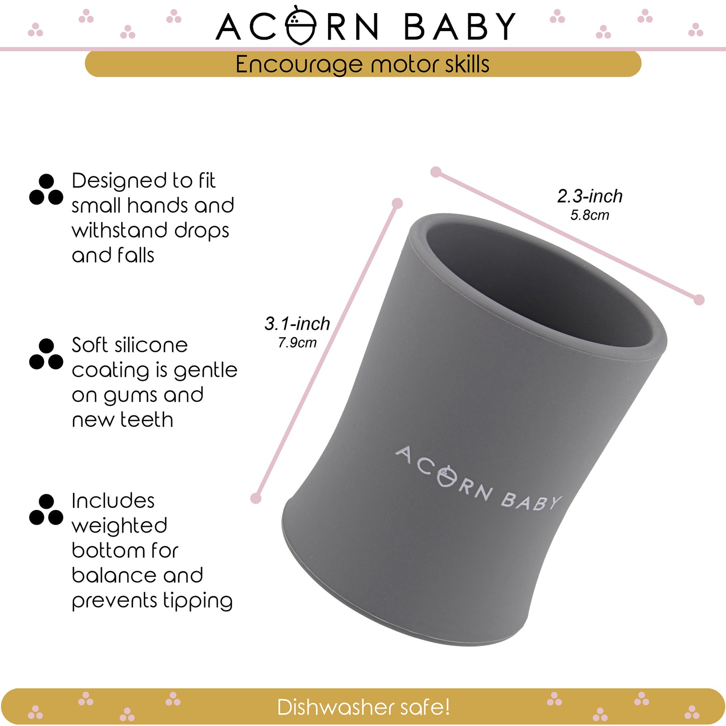 Silicone Toddler Sippy Cup - Dark Gray Weighted Transition Cup