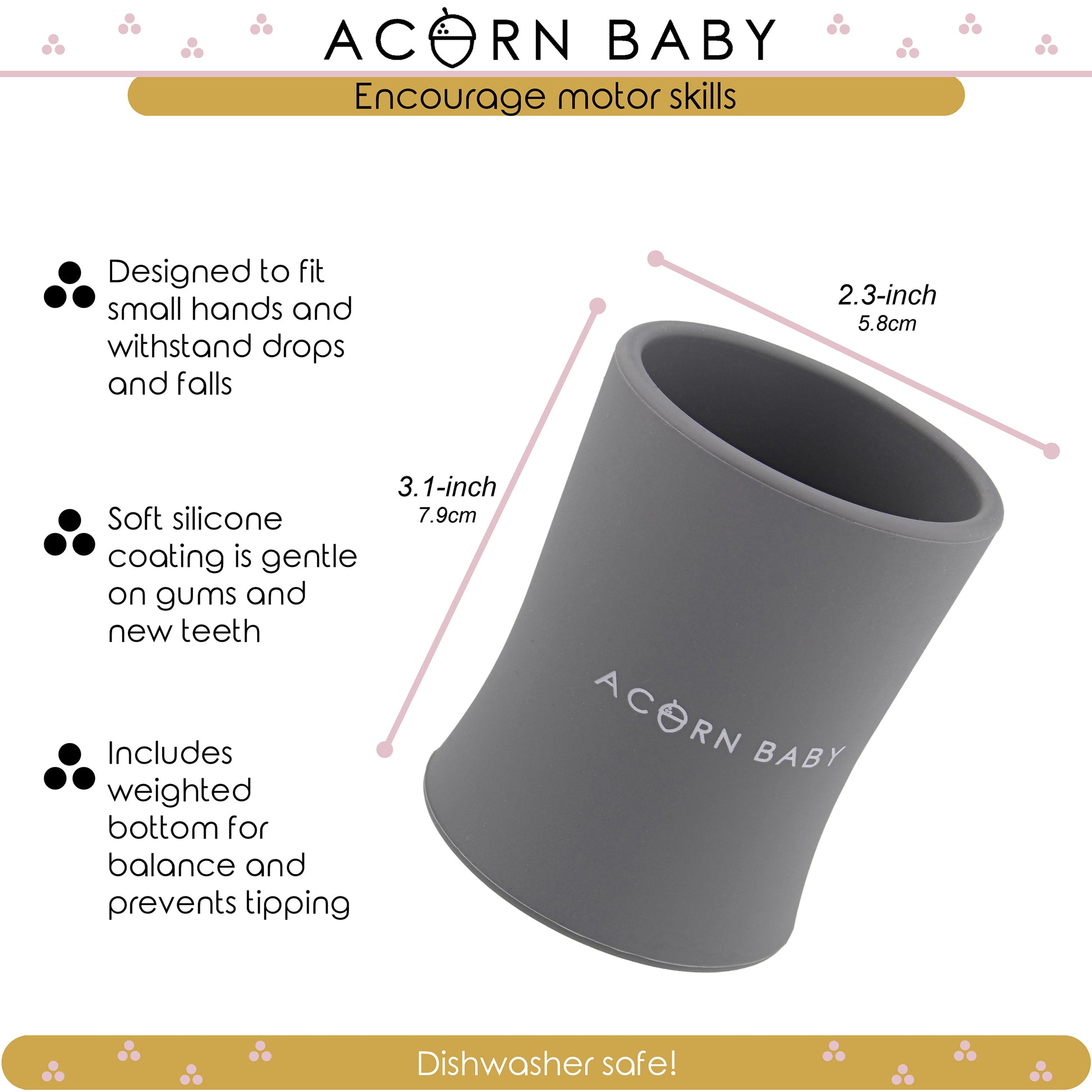 Silicone Toddler Sippy Cup - Dark Gray Weighted Transition Cup