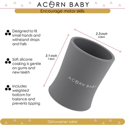 Silicone Toddler Sippy Cup - Dark Gray Weighted Transition Cup