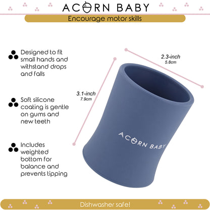 Silicone Toddler Sippy Cup - Navy Blue Weighted Transition Cup
