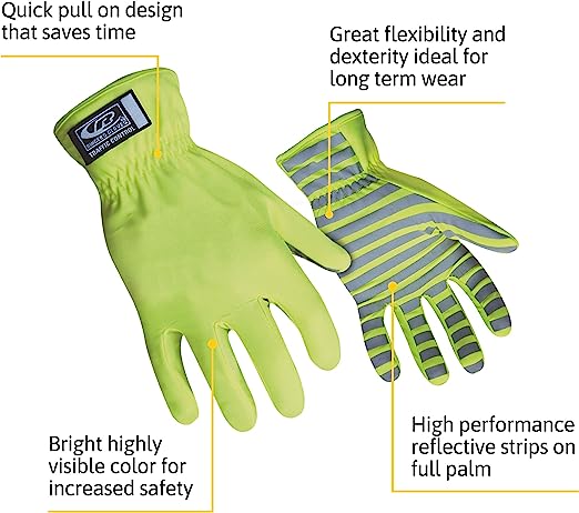 TrafficR-307 Reflective Gloves for Traffic Control, High Visibility