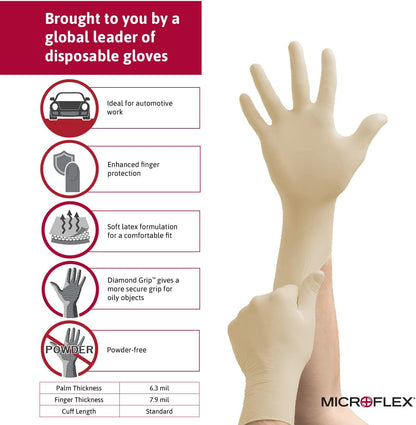 Diamond Grip MF-300 Disposable Latex Gloves for Machinery Industries