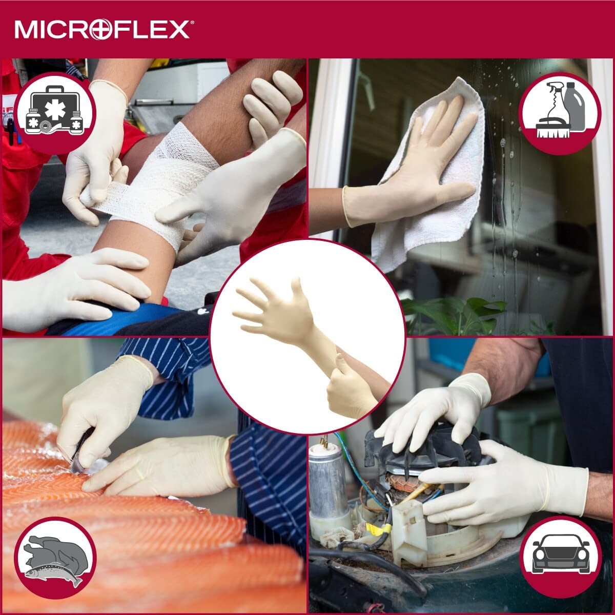 Diamond Grip MF-300 Disposable Latex Gloves for Machinery Industries