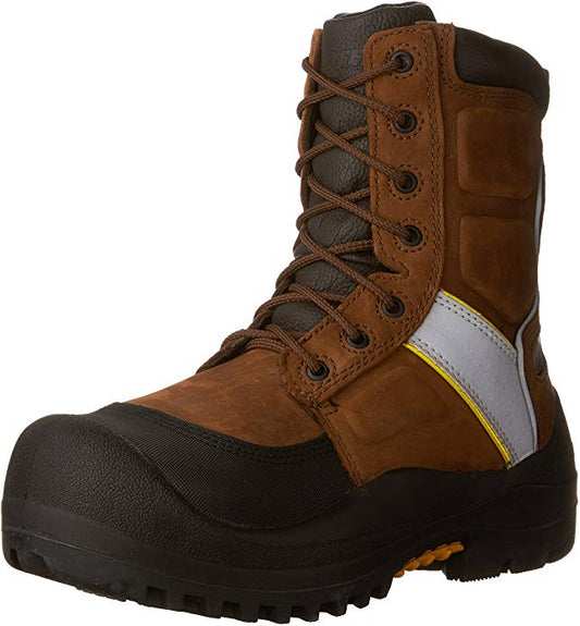 IREBMP04 Men's Premium Worker H-Viz (STP) Boots, Brown/Hi-Viz - 8