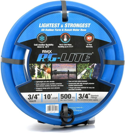 AG-LITE BSAL3410 3/4" x 10' Hot/Cold Water Rubber Garden Hose, 100% Rubber