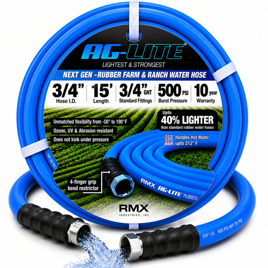 AG-LITE BSAL3450 3/4" x 50' Hot/Cold Water Rubber Garden Hose, 100% Rubber