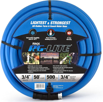 AG-LITE BSAL3450 3/4" x 50' Hot/Cold Water Rubber Garden Hose, 100% Rubber