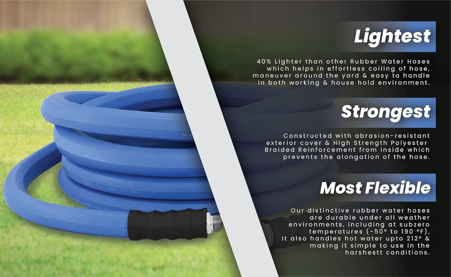 AG-LITE BSAL5825 5/8" x 25' Hot/Cold Water Rubber Garden Hose, 100% Rubber