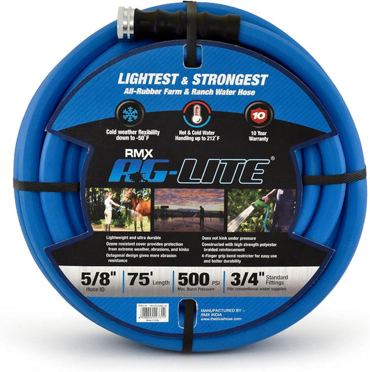 AG-LITE BSAL5875 5/8" x 75'' Hot/Cold Water Rubber Garden Hose, 100% Rubber