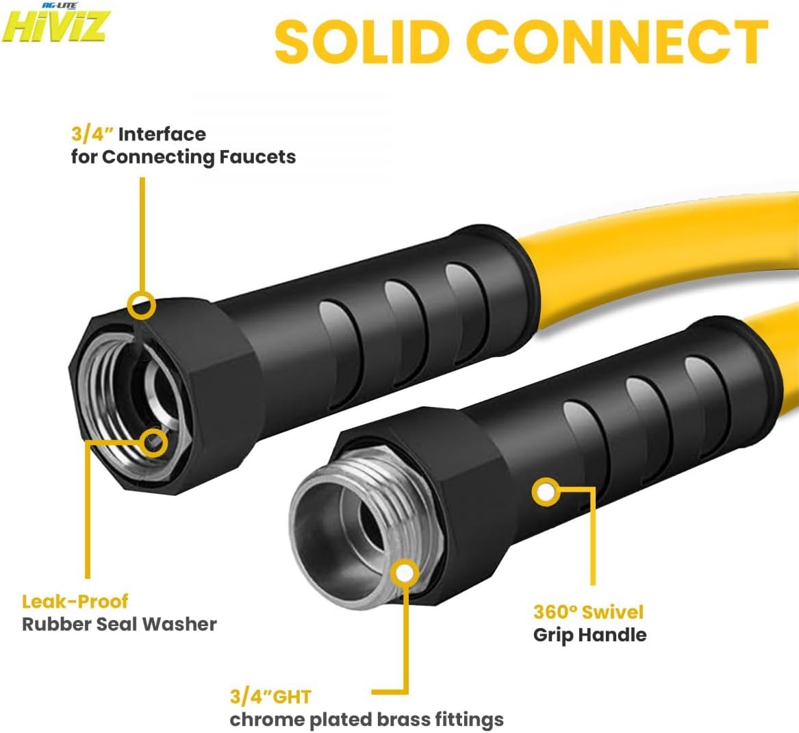 HiViZ Rubber Water Hose 3/4 X 50',3/4 Male and Female GHT