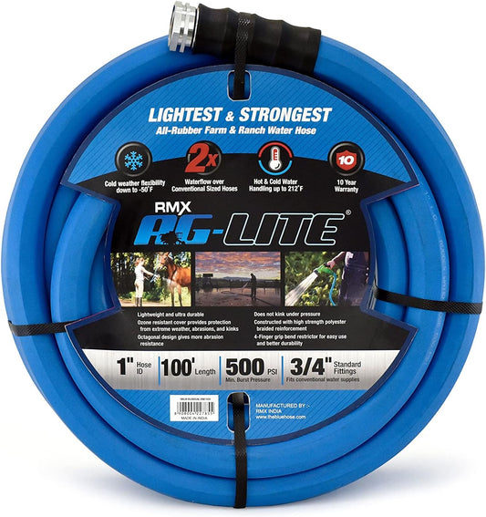 AG-LITE BSALONE100 1" x 100' Hot/Cold Water Rubber Garden Hose, 100% Rubber