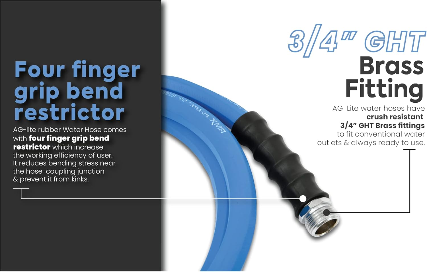AG-LITE BSALONE15 1" x 15' Hot/Cold Water Rubber Garden Hose, 100% Rubber
