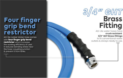 AG-LITE BSALONE15 1" x 15' Hot/Cold Water Rubber Garden Hose, 100% Rubber