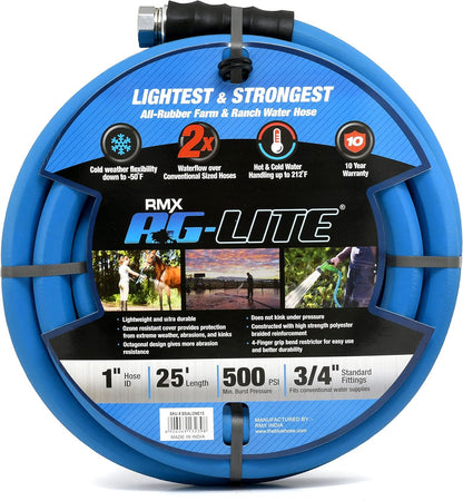 AG-LITE BSALONE25 1" x 25' Hot/Cold Water Rubber Garden Hose, 100% Rubber