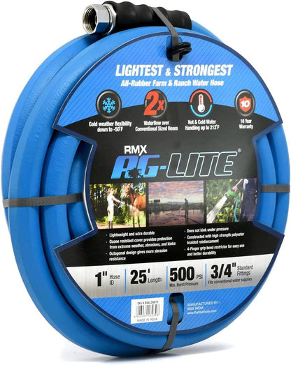 AG-LITE BSALONE25 1" x 25' Hot/Cold Water Rubber Garden Hose, 100% Rubber