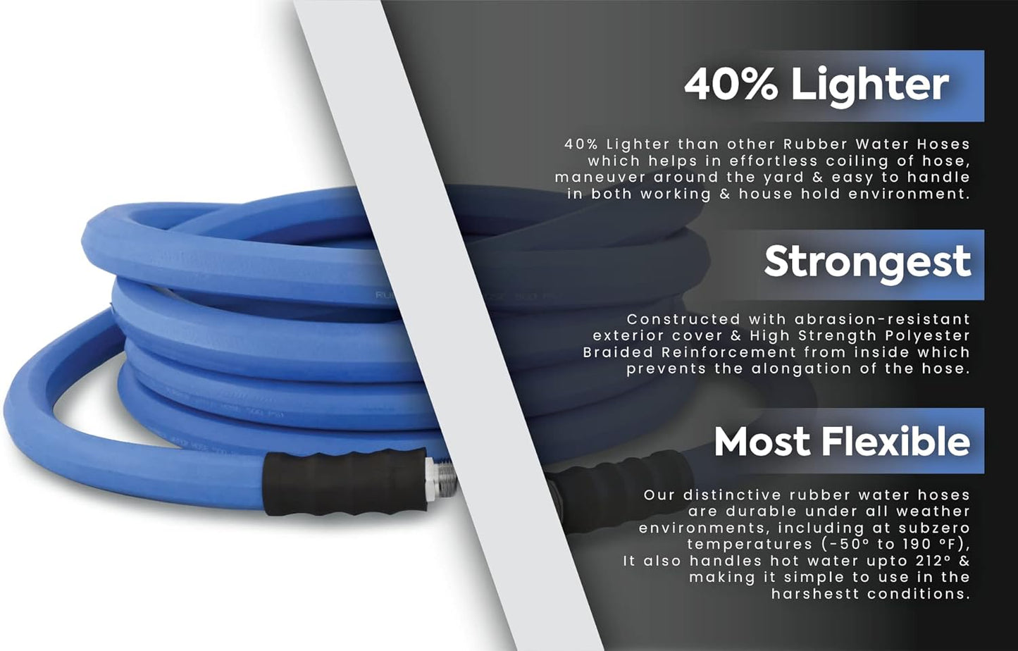 AG-LITE BSALONE25 1" x 25' Hot/Cold Water Rubber Garden Hose, 100% Rubber
