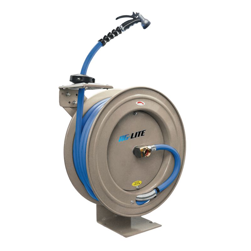 AG-Lite Rubber Water Hose Reel 5/8" x 50' Retractable Heavy Duty, Hot/ Cold