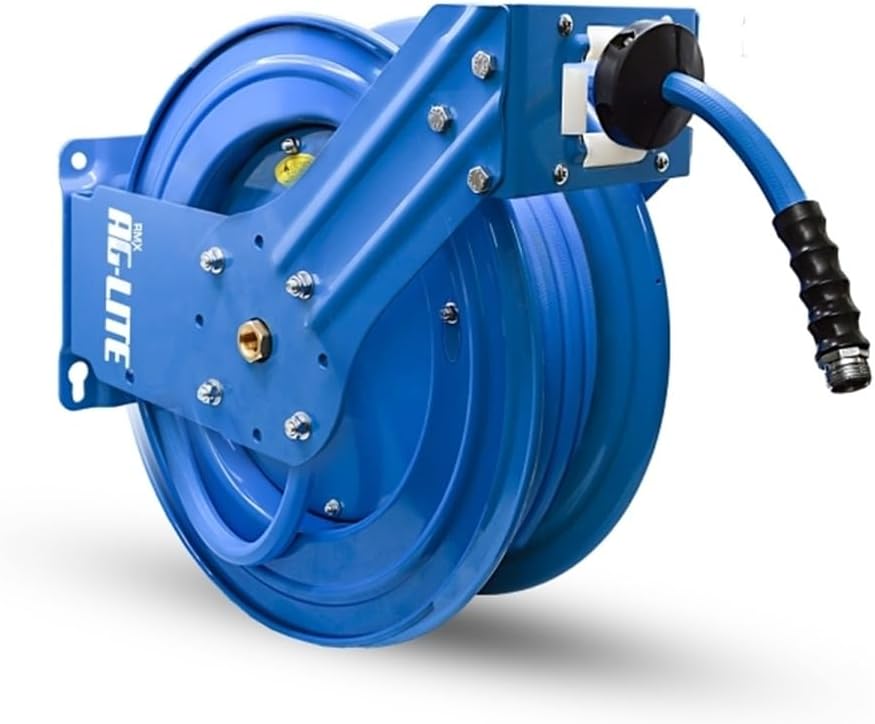 AG-LITE ALWRDA58100 5/8" x 100' Rubber Water Hose Dual Arm Reel – Heavy Duty