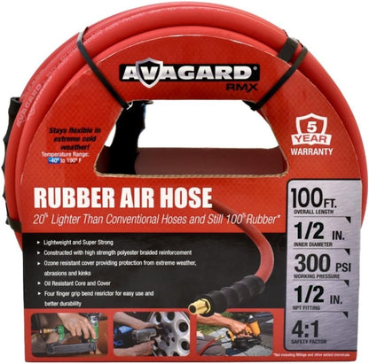 AVAGARD RMX Avagard - Premium Rubber Air Hose - 20% Lighter - 1/2 Inch x 100'