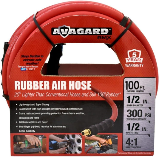 AVAGARD RMX Avagard - Premium Rubber Air Hose - 20% Lighter - 1/2 Inch x 100'