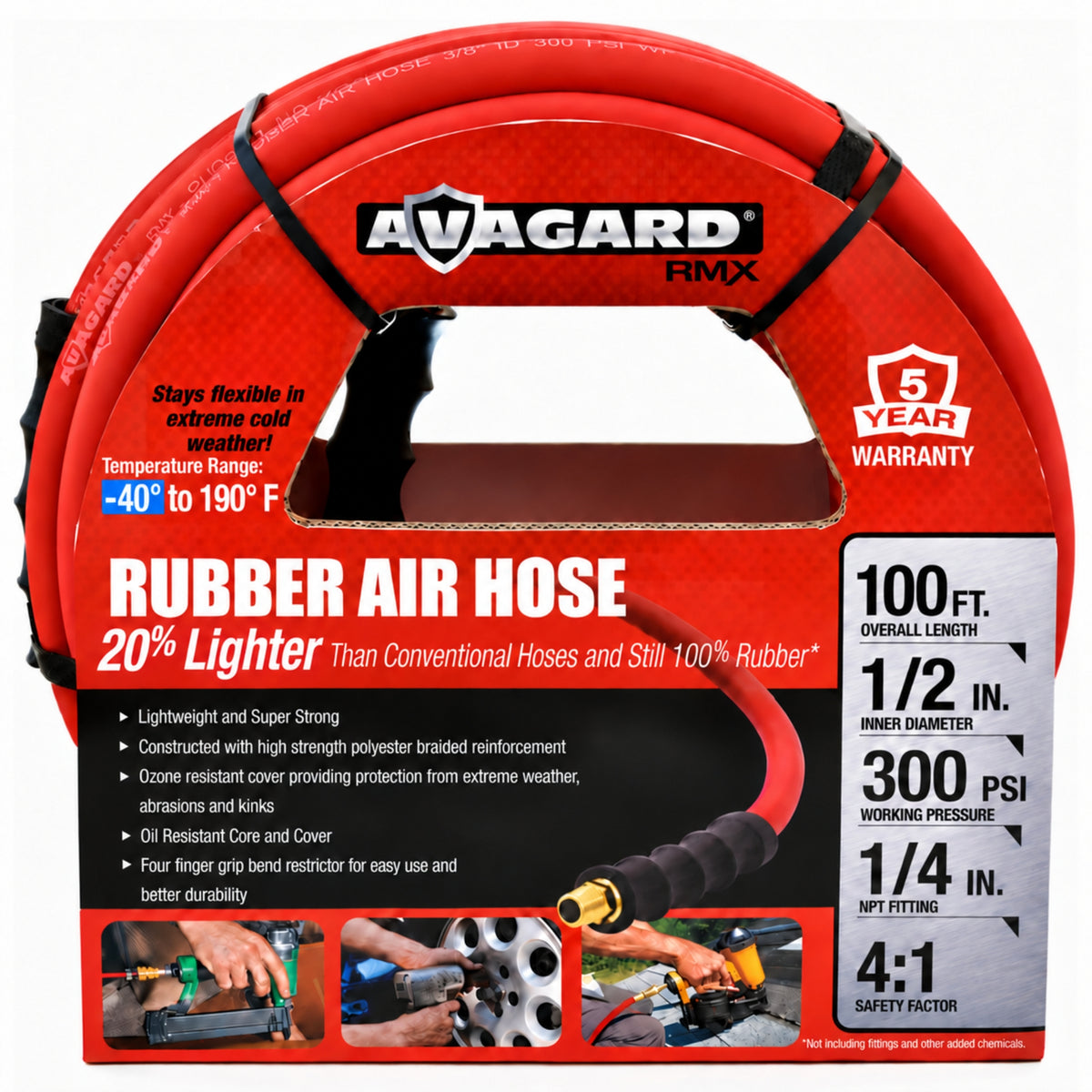 RMX Avagard - Premium Rubber Air Hose - 20% Lighter - 100% Rubber (3/8" x 100')