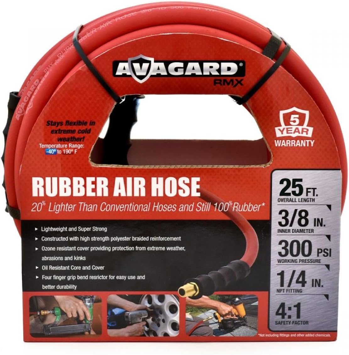RMX Avagard - Premium Rubber Air Hose - 20% Lighter - 100% Rubber (3/8" x 25')