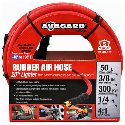 RMX Avagard - Premium Rubber Air Hose - 20% Lighter - 100% Rubber (3/8" x 50')
