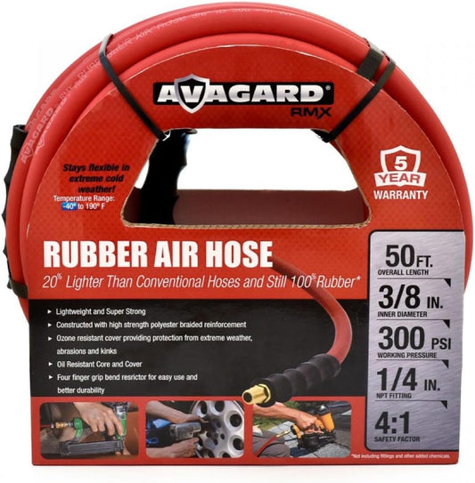 RMX Avagard - Premium Rubber Air Hose - 20% Lighter - 100% Rubber (3/8" x 50')