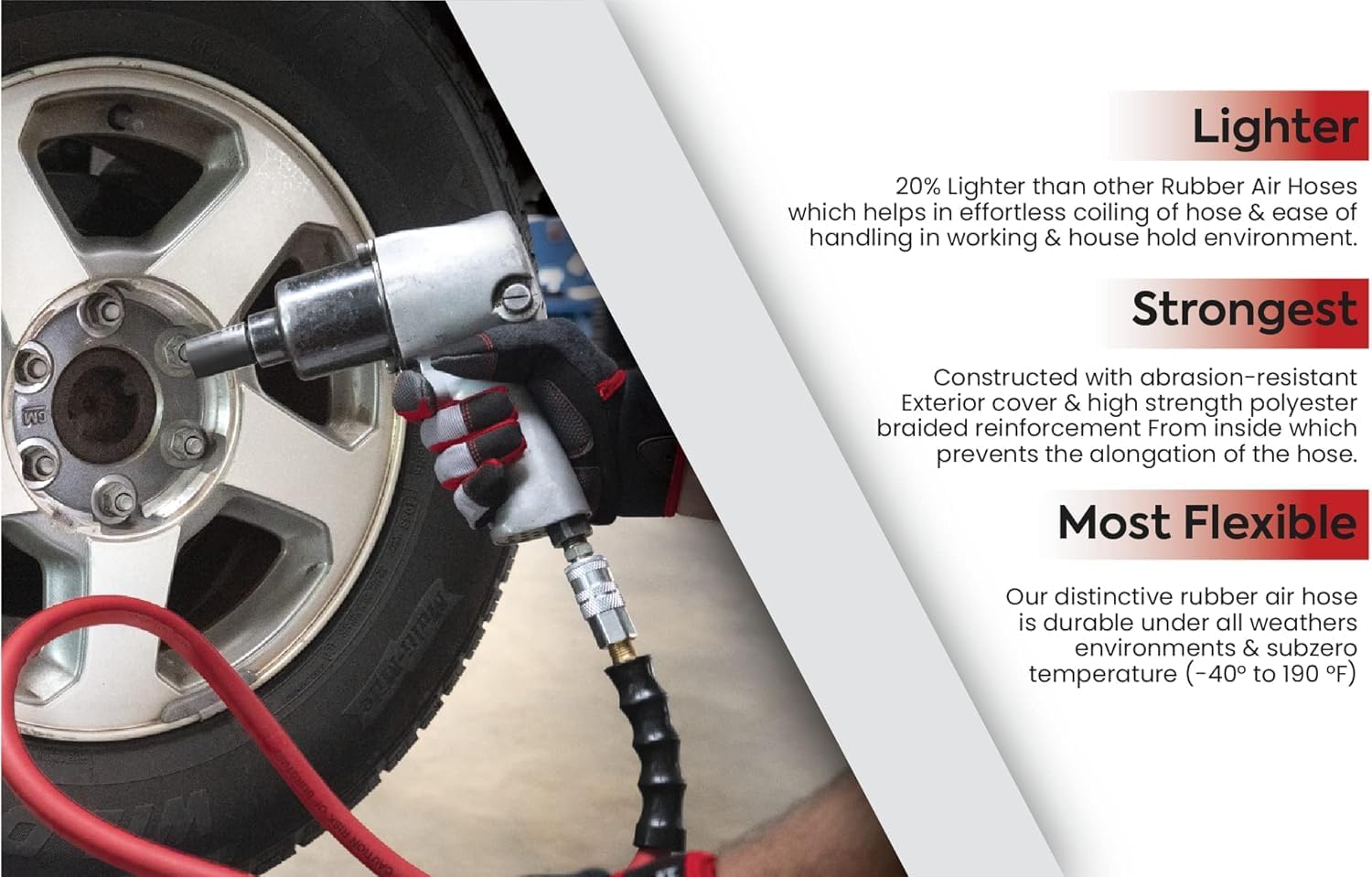 RMX Avagard - Premium Rubber Air Hose - 20% Lighter - 100% Rubber (3/8" x 50')