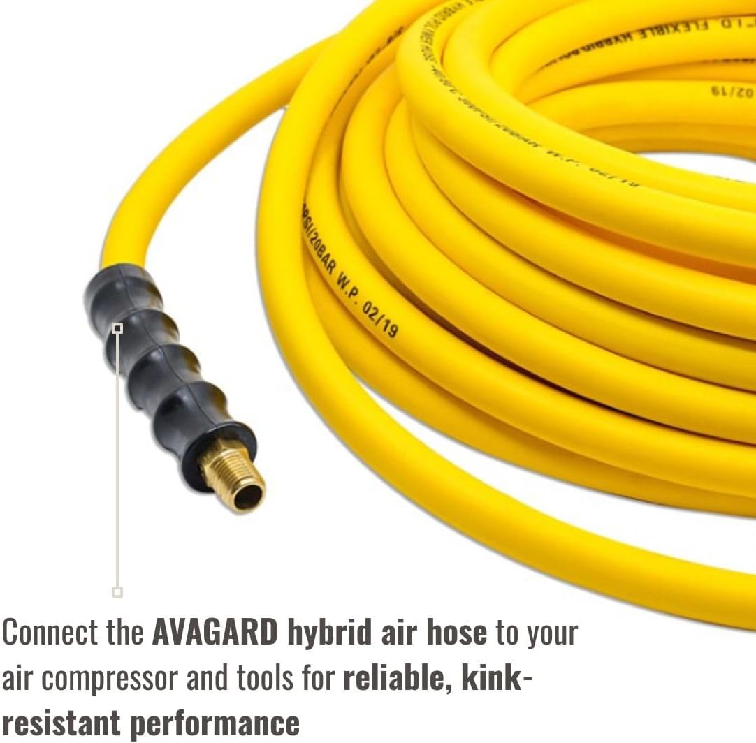 AVAGARD AVGHY12100 1/2" x 100' Hybrid Air Hose, Ultra-Light, Kink-Resistant