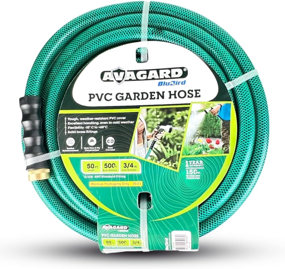 AVAGARD AVGPV3450 PVC Water Hose 3/4" x 50' - Kink-Resistant, Durable, Flexible