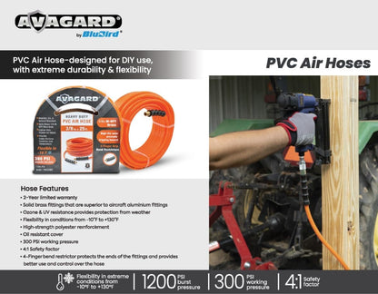 BluBird PV38100 3/8" x 100' PVC Air Hose 300 PSI