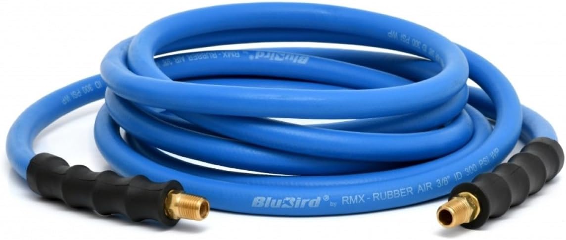 BLUBIRD BB3810 3/8" x 10' Rubber Air Hose, 100% Rubber, Lightest, Strongest