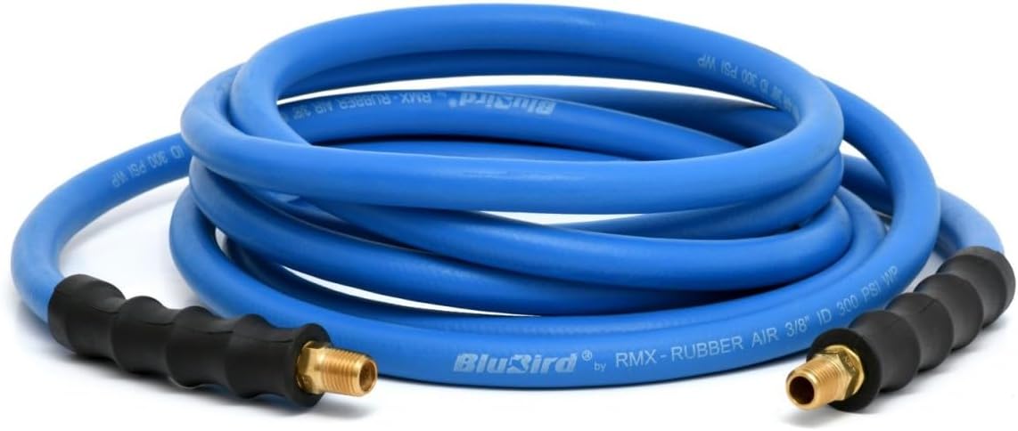 BLUBIRD BB3825 3/8" x 25' Rubber Air Hose, 100% Rubber, Lightest, Strongest