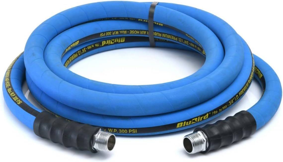 BLUBIRD BB3415 3/4" x 15' Rubber Air Hose, 100% Rubber, Lightest, Strongest