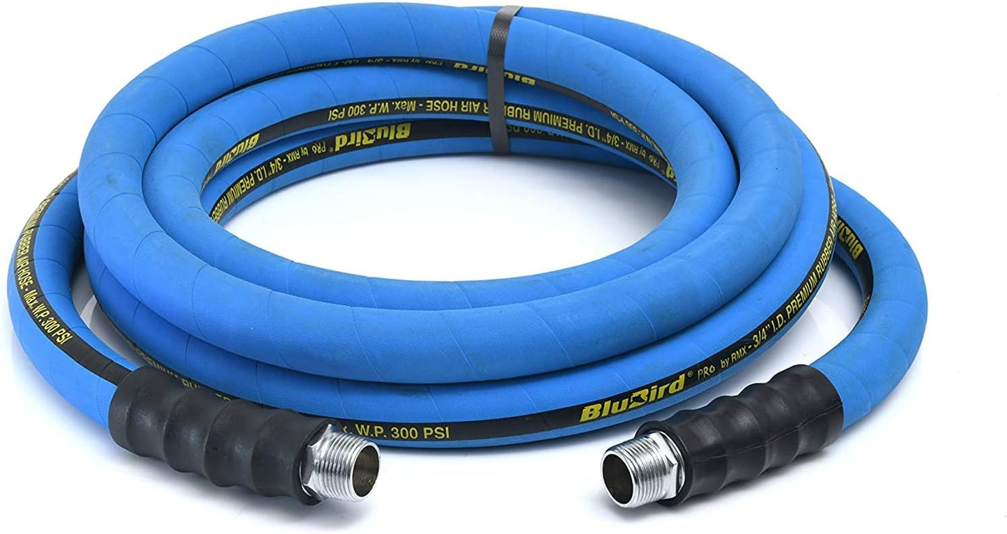 BLUBIRD BB3425 3/4" x 25' Rubber Air Hose, 100% Rubber, Lightest, Strongest