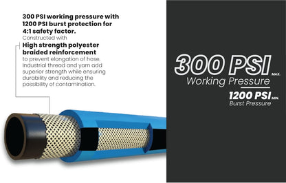 BLUBIRD BB3425 3/4" x 25' Rubber Air Hose, 100% Rubber, Lightest, Strongest