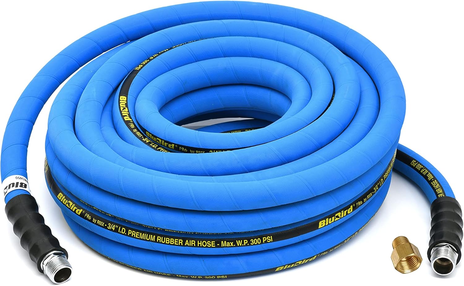 BLUBIRD BB3450 3/4" x 50' Rubber Air Hose, 100% Rubber, Lightest, Strongest