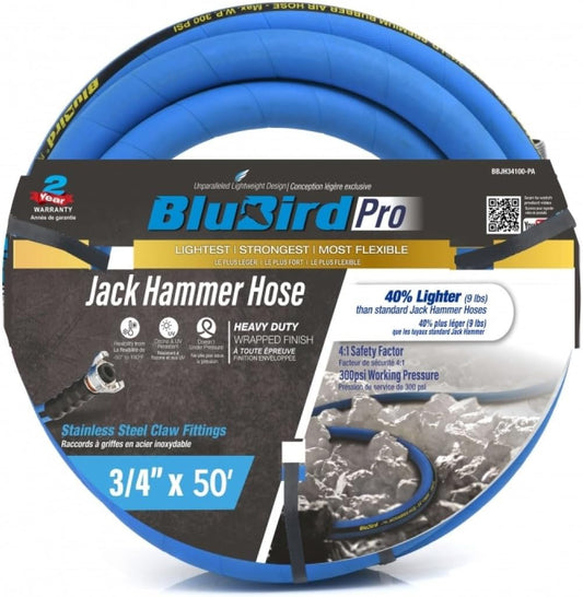 Rubber Jack Hammer Air Hose Assembly 3/4" x 50'