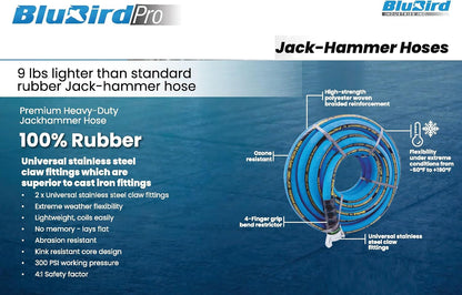Rubber Jack Hammer Air Hose Assembly 3/4" x 50'