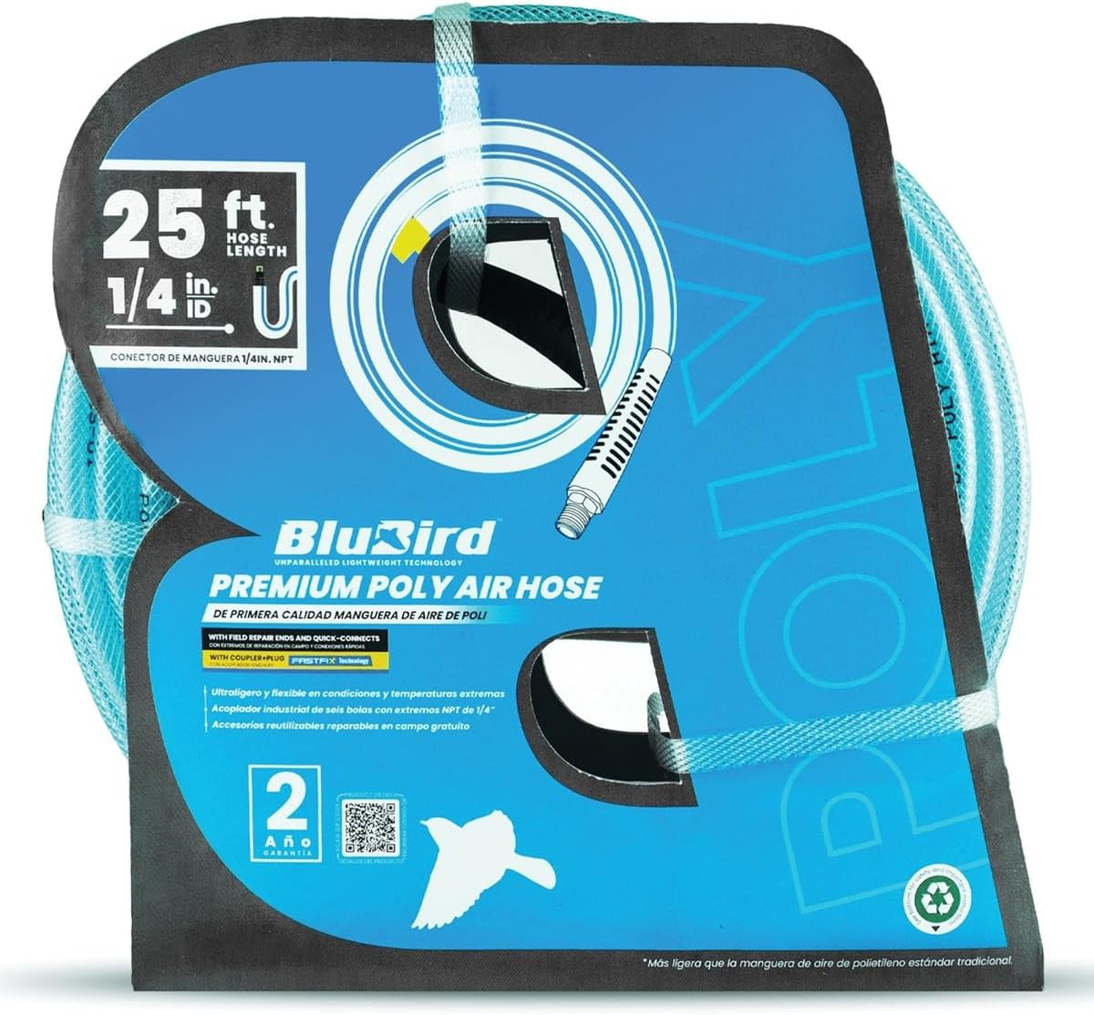 BluBird Poly Air Hose 1/4" X 25'-Blue-FastFix