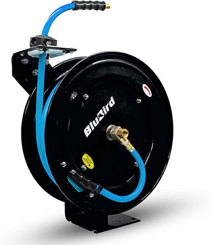 BLUBIRD BBR1250 20ga. Retractable Hose Reel with 1/2" X 50' Air Hose