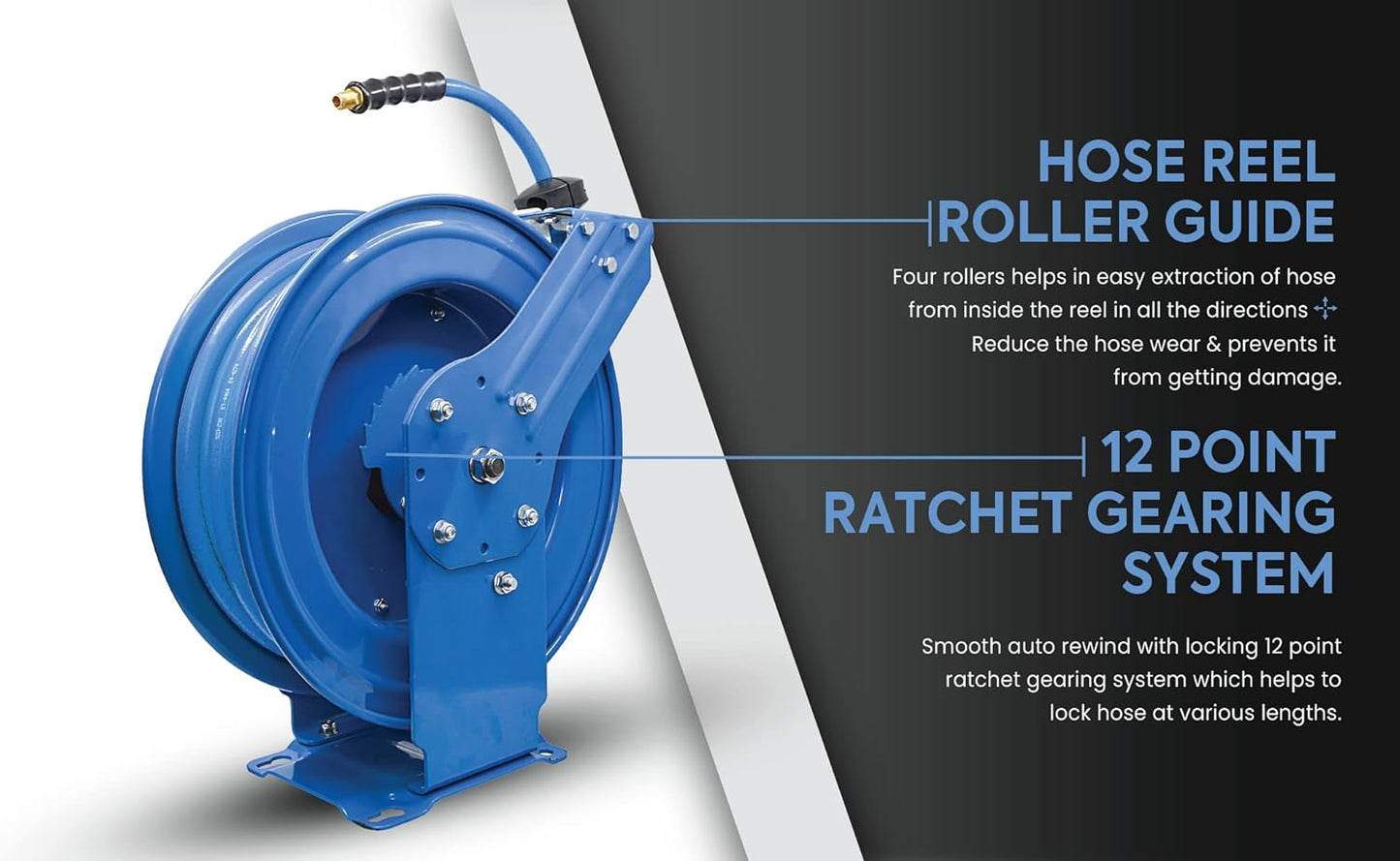 BLUBIRD BBRDA1250 Dual Arm Retractable Hose Reel, 1/2" x 50' Air Hose