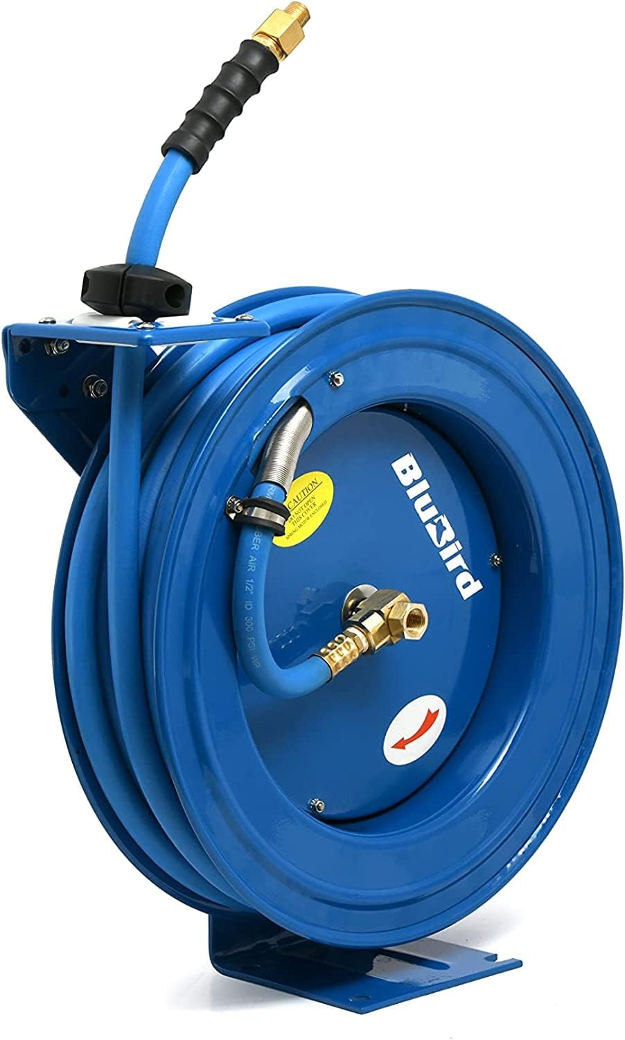 BLUBIRD 3/8" x 100ft Dual Arm Rubber Air Hose Reel - Heavy Duty, Retractable