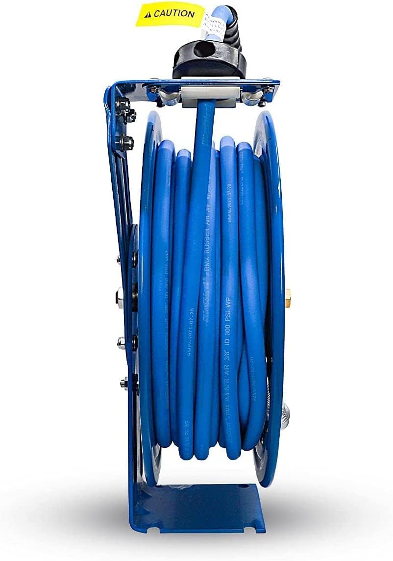 BLUBIRD 3/8" x 100ft Dual Arm Rubber Air Hose Reel - Heavy Duty, Retractable