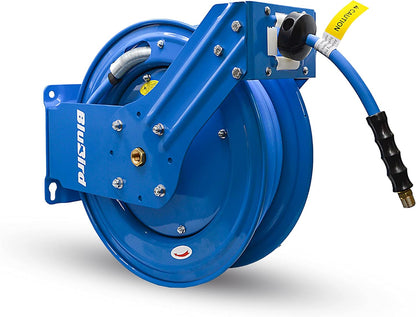 BLUBIRD 3/8" x 50ft Dual Arm Rubber Air Hose Reel - Heavy Duty, Retractable