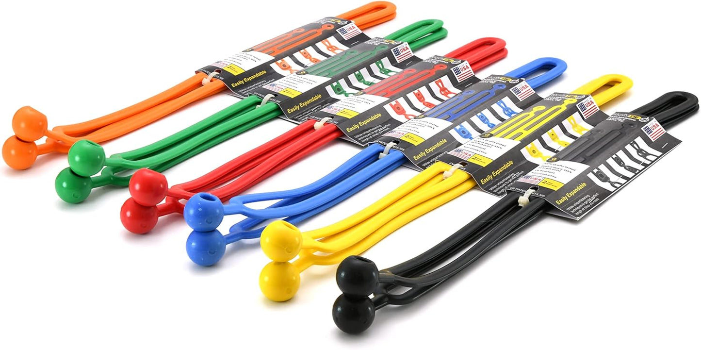 BluBird Rapid Tie Adjustable Strap, 15" Expandable Ball Ties Cord  Red - 2pk